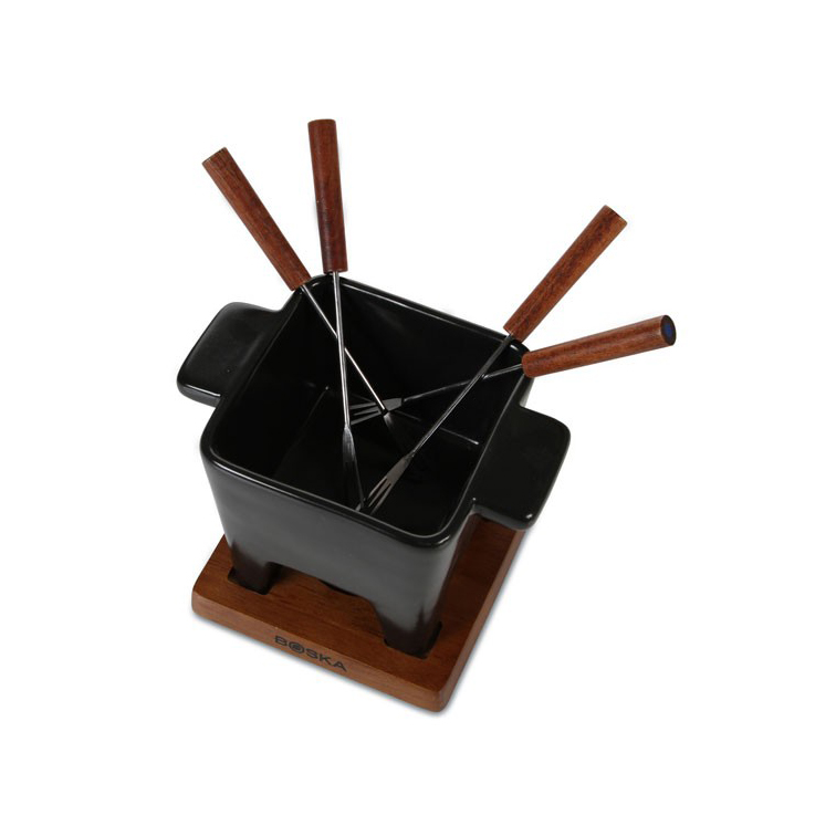 Appareil à fondue savoyarde noir en céramique avec fourchettes 1L - Life -  Boska