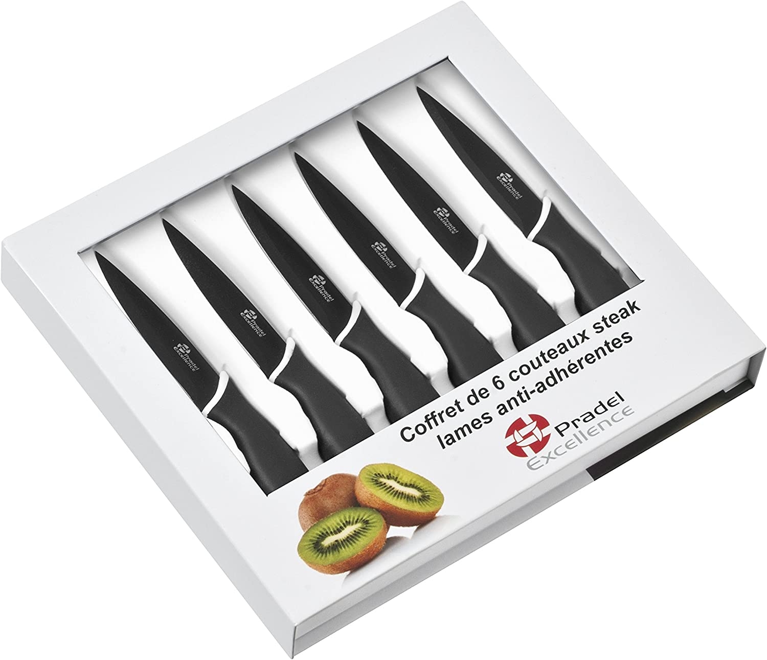 Couteaux à steak lames anti-adhérentes manche noir - Coutellerie