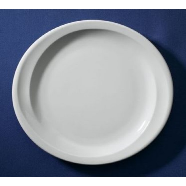 Assiette plate ovale blanche 23,5x21cm en porcelaine - Sarreguemines
