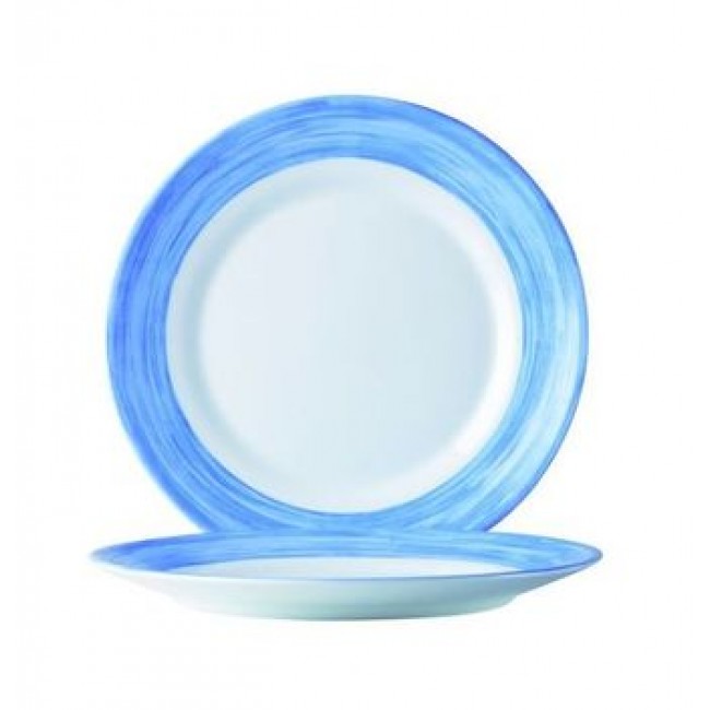 Assiette plate ronde blanc/bleu 16cm - Brush blue - Arcoroc