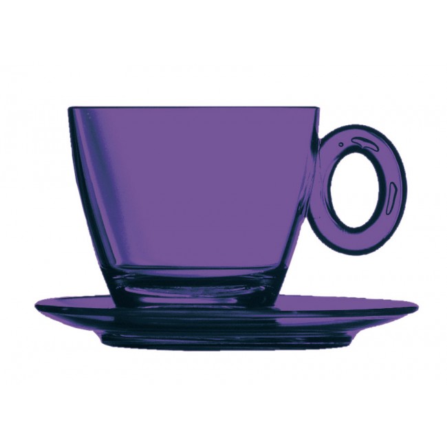 Tasse et sous-tasse à thé améthyste 15cl en polycarbonate - Lot de 6