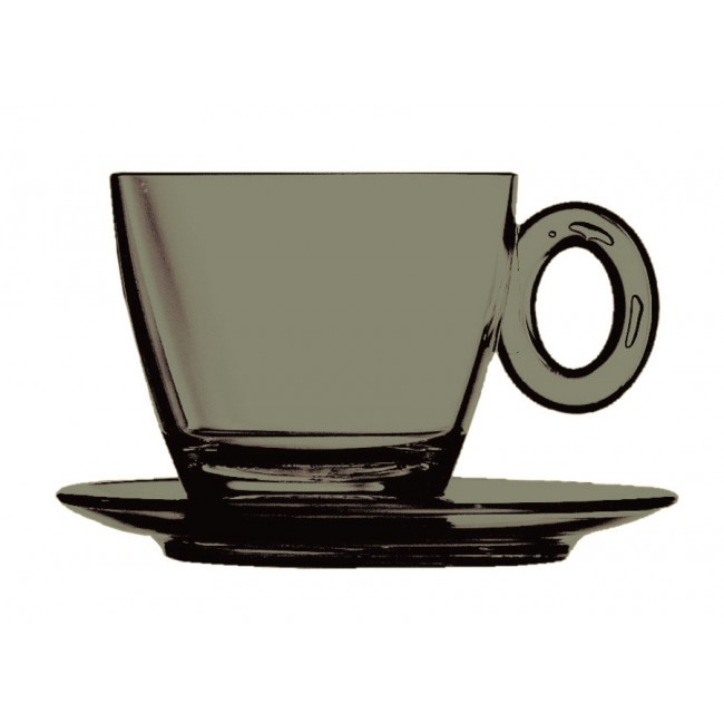 Tasse et sous-tasse à thé onyx 15cl en polycarbonate - Lot de 6