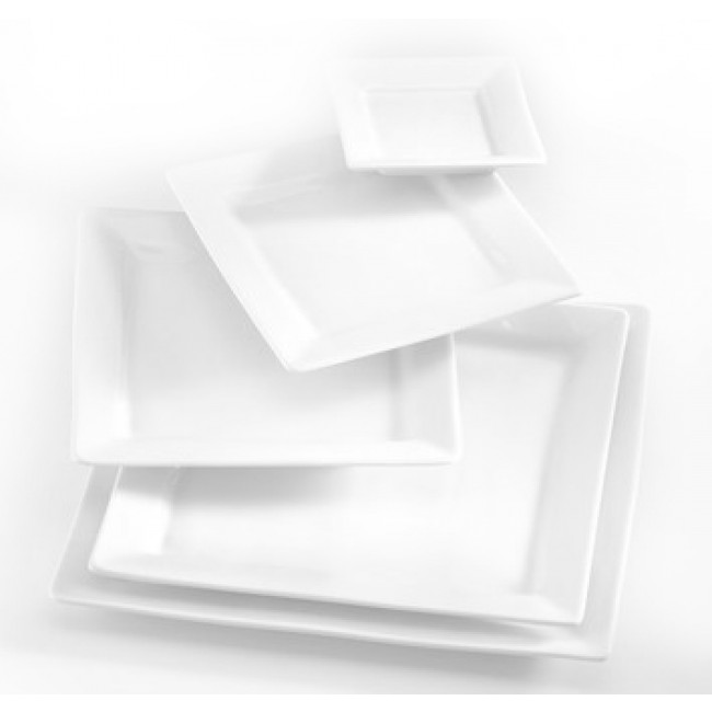 Assiette plate carrée blanche 18x18cm en porcelaine Quartet - Pillivuyt