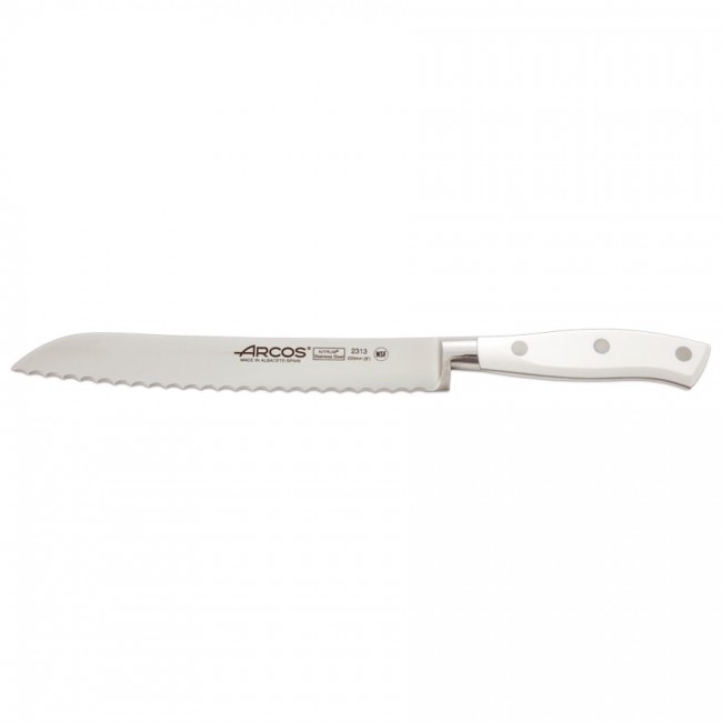 Couteau à pain- lame inox Nitrum 20cm - manche blanc - Riviera - Arcos